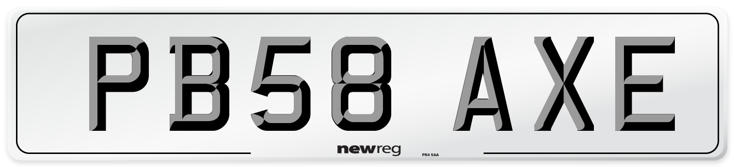 PB58 AXE Number Plate from New Reg